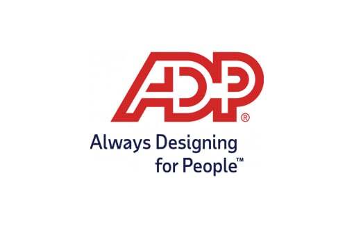 ADP logo with the tagline "Always Designing for People" in red and black text on a white background.