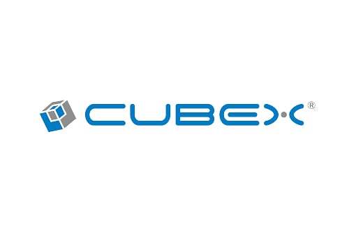 Logo of Cubex with a stylized blue and gray cube on the left and the name "CUBEX" in blue letters.