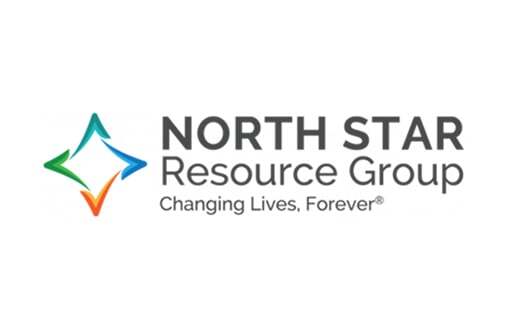 Logo of North Star Resource Group featuring a colorful 4-point star and the tagline "Changing Lives, Forever".