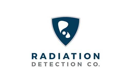 "Radiation Detection Co." logo showcases a stylized shield with an abstract design above the company name in blue text.