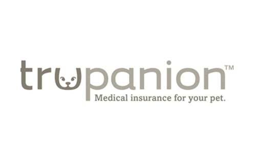 Beige "Trupanion" logo with the text "Medical insurance for your pet." The letter 'u' features a smiling pet face.