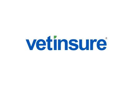 "Vetinsure" logo in blue text with a green leaf as the dot over the 'i' on a white background.