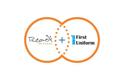 Venn diagram logo featuring "Read's Uniforms" in the left circle, a plus sign in the overlapping circles, and "First Uniform" in the right circle.