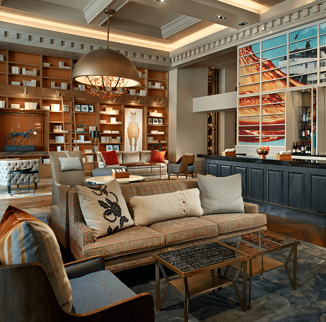Interior photograph showing the lobby of The Omni Louisville Hotel in Downtown Louisville, Kentucky