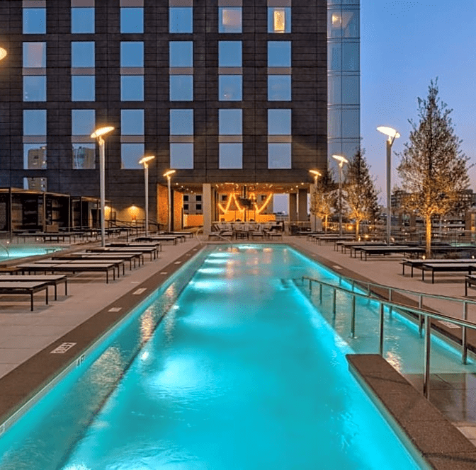 Exterior photo of the pool at The Omni Louisville Hotel in Downtown Louisville, Kentucky