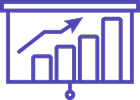 PSIvet 12th Annual Business Symposium Icon for Energize the Team with Bar Chart and an upward arrow
